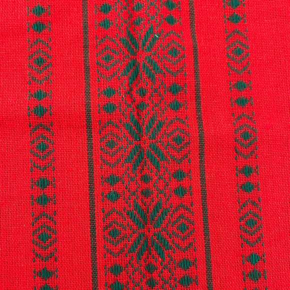 Vintage Embroidered Rectangular Tablecloth 81.5x60 Red Green Christmas Holidays - Picture 8 of 14